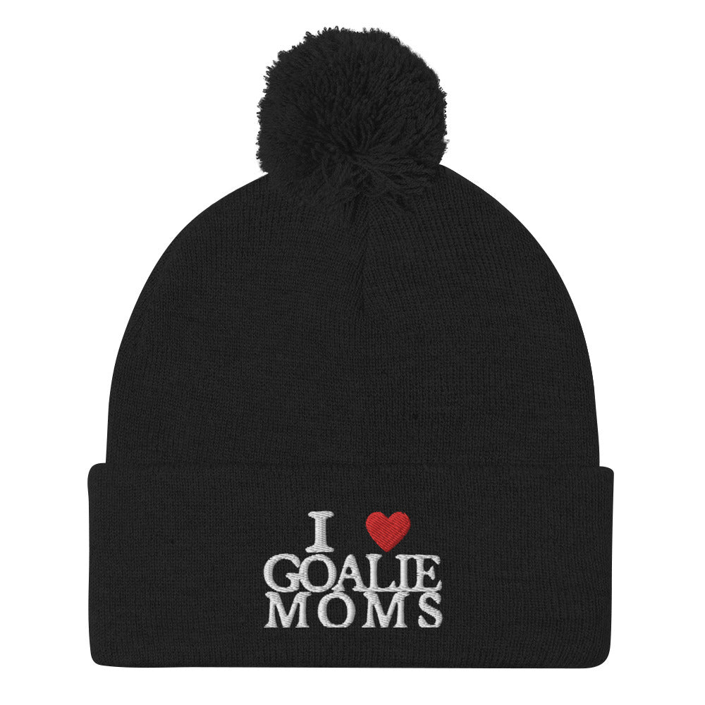 I Love Goalie Moms Pom-Pom Beanie